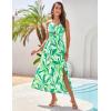 imageGRACE KARIN Womens 2025 Summer Beach Dress Boho Floral Dresses Spaghetti Strap Halter V Neck Flowy Maxi Long SundressGreen Floral