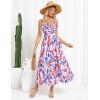 imageGRACE KARIN Womens 2025 Summer Beach Dress Boho Floral Dresses Spaghetti Strap Halter V Neck Flowy Maxi Long SundressRed Blue Floral