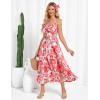 imageGRACE KARIN Womens 2025 Summer Beach Dress Boho Floral Dresses Spaghetti Strap Halter V Neck Flowy Maxi Long SundressRed Green Floral