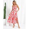 imageGRACE KARIN Womens 2025 Summer Beach Dress Boho Floral Dresses Spaghetti Strap Halter V Neck Flowy Maxi Long SundressRed Green Floral