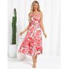 imageGRACE KARIN Womens 2025 Summer Beach Dress Boho Floral Dresses Spaghetti Strap Halter V Neck Flowy Maxi Long SundressRed Green Floral