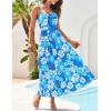 imageGRACE KARIN Womens 2025 Summer Casual Floral Boho Dress Spaghetti Strap Flowy Beach Maxi DressesBlue White