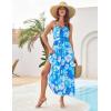 imageGRACE KARIN Womens 2025 Summer Casual Floral Boho Dress Spaghetti Strap Flowy Beach Maxi DressesBlue White
