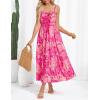 imageGRACE KARIN Womens 2025 Summer Casual Floral Boho Dress Spaghetti Strap Flowy Beach Maxi DressesRose Red