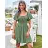 imageGRACE KARIN Womens 2025 Summer Dresses Tie Front Smocked Babydoll Short Ruffle Sleeve Mini Dress Boho Vacation Beach SundressLight Green