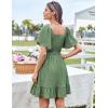 imageGRACE KARIN Womens 2025 Summer Dresses Tie Front Smocked Babydoll Short Ruffle Sleeve Mini Dress Boho Vacation Beach SundressLight Green