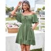 imageGRACE KARIN Womens 2025 Summer Dresses Tie Front Smocked Babydoll Short Ruffle Sleeve Mini Dress Boho Vacation Beach SundressLight Green