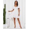 imageGRACE KARIN Womens 2025 Summer Dresses Tie Front Smocked Babydoll Short Ruffle Sleeve Mini Dress Boho Vacation Beach SundressWhite