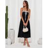 imageGRACE KARIN Womens 2025 Summer Spaghetti Strap Midi Dress Square Neck A Line Flowy Dress Tie Front Beach SundressBlack
