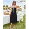 imageGRACE KARIN Womens 2025 Summer Spaghetti Strap Midi Dress Square Neck A Line Flowy Dress Tie Front Beach SundressBlack