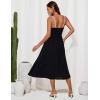 imageGRACE KARIN Womens 2025 Summer Spaghetti Strap Midi Dress Square Neck A Line Flowy Dress Tie Front Beach SundressBlack