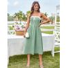 imageGRACE KARIN Womens 2025 Summer Spaghetti Strap Midi Dress Square Neck A Line Flowy Dress Tie Front Beach SundressGray Sage Green