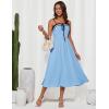 imageGRACE KARIN Womens 2025 Summer Spaghetti Strap Midi Dress Square Neck A Line Flowy Dress Tie Front Beach SundressLight Haze Blue