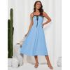 imageGRACE KARIN Womens 2025 Summer Spaghetti Strap Midi Dress Square Neck A Line Flowy Dress Tie Front Beach SundressLight Haze Blue