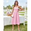 imageGRACE KARIN Womens 2025 Summer Spaghetti Strap Midi Dress Square Neck A Line Flowy Dress Tie Front Beach SundressPink