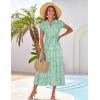 imageGRACE KARIN Womens Floral Boho Dress Hawaiian Dresse Short Sleeve V Neck Summer Beach Wedding Guest Swing Maxi SundressGreen White Floral