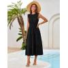 imageGRACE KARIN Womens Sleeveless Casual Summer Smocked Waist Tiered Maxi Patchwork Crochet Aline Flowy DressesBlack