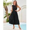 imageGRACE KARIN Womens Sleeveless Casual Summer Smocked Waist Tiered Maxi Patchwork Crochet Aline Flowy DressesBlack