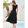 imageGRACE KARIN Womens Sleeveless Casual Summer Smocked Waist Tiered Maxi Patchwork Crochet Aline Flowy DressesBlack
