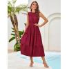 imageGRACE KARIN Womens Sleeveless Casual Summer Smocked Waist Tiered Maxi Patchwork Crochet Aline Flowy DressesDark Red
