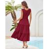imageGRACE KARIN Womens Sleeveless Casual Summer Smocked Waist Tiered Maxi Patchwork Crochet Aline Flowy DressesDark Red