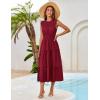 imageGRACE KARIN Womens Sleeveless Casual Summer Smocked Waist Tiered Maxi Patchwork Crochet Aline Flowy DressesDark Red