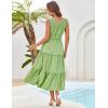 imageGRACE KARIN Womens Sleeveless Casual Summer Smocked Waist Tiered Maxi Patchwork Crochet Aline Flowy DressesGreen