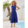 imageGRACE KARIN Womens Sleeveless Casual Summer Smocked Waist Tiered Maxi Patchwork Crochet Aline Flowy DressesRoyal Blue