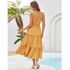 imageGRACE KARIN Womens Sleeveless Casual Summer Smocked Waist Tiered Maxi Patchwork Crochet Aline Flowy DressesYellow