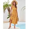 imageGRACE KARIN Womens Sleeveless Casual Summer Smocked Waist Tiered Maxi Patchwork Crochet Aline Flowy DressesYellow