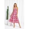 imageGRACE KARIN Womens Strapless Tube Tops Dress 2025 Summer Smocked Tiered Floral Dress Beach Casual Maxi Dress with PocketRed Pink Floral