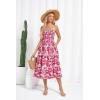 imageGRACE KARIN Womens Strapless Tube Tops Dress 2025 Summer Smocked Tiered Floral Dress Beach Casual Maxi Dress with PocketRed Pink Floral