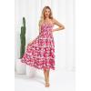 imageGRACE KARIN Womens Strapless Tube Tops Dress 2025 Summer Smocked Tiered Floral Dress Beach Casual Maxi Dress with PocketRed Pink Floral