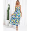 imageGRACE KARIN Womens Summer Spaghetti Strap Maxi Dress Smocked Floral A line Dress Sleeveless Boho Beach Sundress with PocketsBlue Yellow Floral
