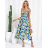 imageGRACE KARIN Womens Summer Spaghetti Strap Maxi Dress Smocked Floral A line Dress Sleeveless Boho Beach Sundress with PocketsBlue Yellow Floral