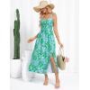 imageGRACE KARIN Womens Summer Spaghetti Strap Maxi Dress Smocked Floral A line Dress Sleeveless Boho Beach Sundress with PocketsGreen Floral