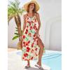 imageGRACE KARIN Womens Summer Spaghetti Strap Maxi Dress Smocked Floral A line Dress Sleeveless Boho Beach Sundress with PocketsRed Floral