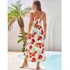imageGRACE KARIN Womens Summer Spaghetti Strap Maxi Dress Smocked Floral A line Dress Sleeveless Boho Beach Sundress with PocketsRed Floral