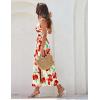 imageGRACE KARIN Womens Summer Spaghetti Strap Maxi Dress Smocked Floral A line Dress Sleeveless Boho Beach Sundress with PocketsRed Floral