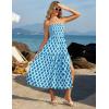 imageGRACE KARIN Womens Summer Strapless Dress Smocked Casual Beach Party Long Maxi Dresses with PocketsBlue
