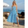 imageGRACE KARIN Womens Summer Strapless Dress Smocked Casual Beach Party Long Maxi Dresses with PocketsBlue