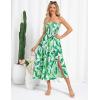 imageGRACE KARIN Womens Summer Strapless Dress Smocked Casual Beach Party Long Maxi Dresses with PocketsGreen
