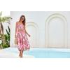 imageGRACE KARIN Womens Summer Strapless Dress Smocked Casual Beach Party Long Maxi Dresses with PocketsGreen Pink
