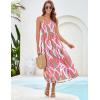 imageGRACE KARIN Womens Summer Strapless Dress Smocked Casual Beach Party Long Maxi Dresses with PocketsGreen Pink