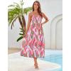 imageGRACE KARIN Womens Summer Strapless Dress Smocked Casual Beach Party Long Maxi Dresses with PocketsGreen Pink