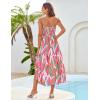 imageGRACE KARIN Womens Summer Strapless Dress Smocked Casual Beach Party Long Maxi Dresses with PocketsGreen Pink