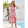 imageGRACE KARIN Womens Summer Strapless Dress Smocked Casual Beach Party Long Maxi Dresses with PocketsGreen Pink