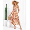imageGRACE KARIN Womens Summer Strapless Dress Smocked Casual Beach Party Long Maxi Dresses with PocketsOrange