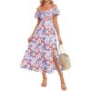 imageGRACE KARIN Women Summer Floral Dress Flutter Short Sleeve Casual Split Flowy Vacation Beach Midi Long DressesMultiple Floral