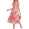imageGRACE KARIN Womens 2025 Summer Beach Dress Boho Floral Dresses Spaghetti Strap Halter V Neck Flowy Maxi Long SundressRed Green Floral